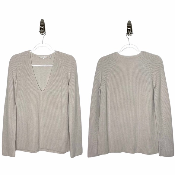 Helmut Lang |Ribbed V-neck Merino/Cashmere Sweater - Picture 1 of 6